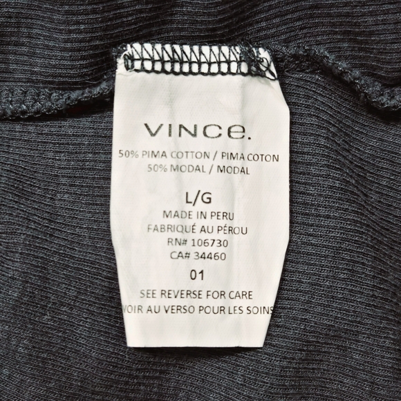 Vince Ribbed Knit High Neck Tank Top Navy Blue Stretchy Pima Cotton - Picture 6 of 7